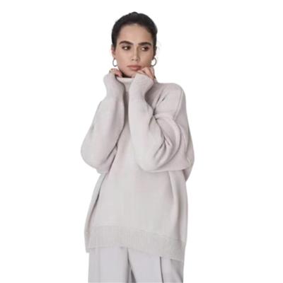 China Anti-wrinkle Cashmere Women's 100% High Neck Sweater Sweater Winter Knitted Custom Made High Neck Polyester Cotton Cashmere Sweater for sale