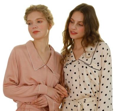 China 2022 QUICK DRY Women's Sleepwear Small Spring Collar Long Sleeve Pants Pajamas Suit Simple Squishy Sharp Women Suit for sale