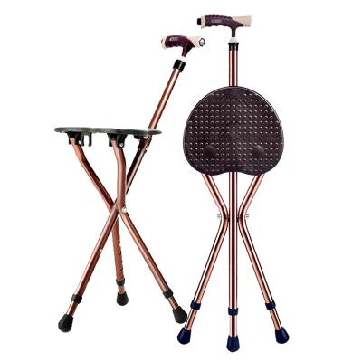 China Aluminum Alloy Manufacturer Supply Adjustable Folding Canes With Chair Stools for sale