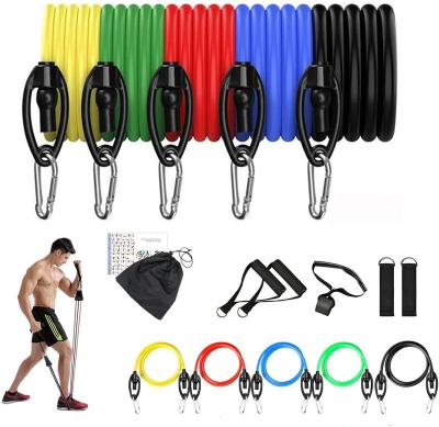 China Hot selling home exercise fitness band/latex material resistance band 11pcs and tube set for sale