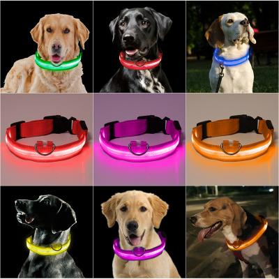 China Viable Hot Sale LED Pet Flashing Collar For Night Safety Walking Working Nylon Luxury Dog Collar for sale