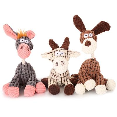 China Toy Donkey Animal Shape Corduroy Funny Interactive Bite Dog Training Pet Chew Rope Stocked Heavy Duty Toy for sale