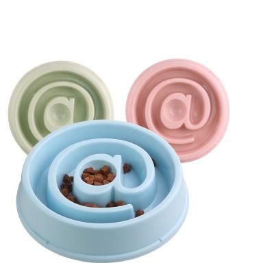 China Stocked Pet Supplies Candy Color Slow Feeder Non Slip Durable Preventing Clogging Cat Dog Bowl for sale