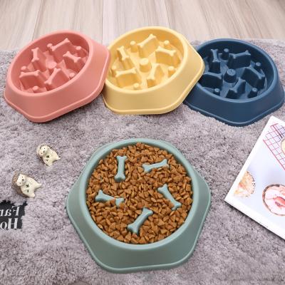 China Food Grade Anti-Clogging Stocked PP Materia Cat Dog Bowl Colorful Pet Slow Feeder Bowl Wholesale for sale