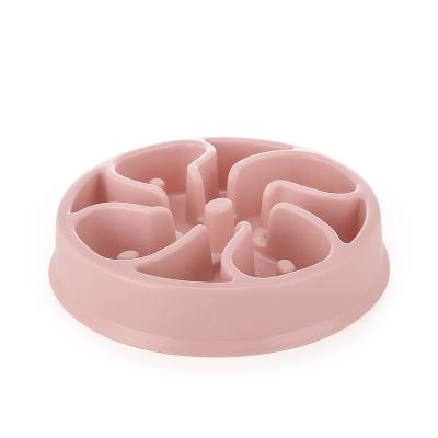 China New Fashionable Flower Shape Pet Stocked Feeding Bowl PP Material Prevent Slow Eating Clogging Cat Dog Bowl for sale