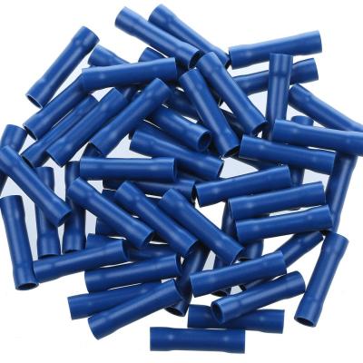 China Automation 16-14 Electrical Copper Tinned Seamless Size 1.5-2.5mm Gauges Cable Vinyl-Insulate Butt Splice Connectors Terminals for sale