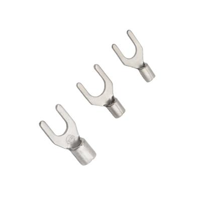 China hot sale seam 0.5-1.5mm2 99.97% copper welded non-insulated fork spade terminals with ROHS for sale