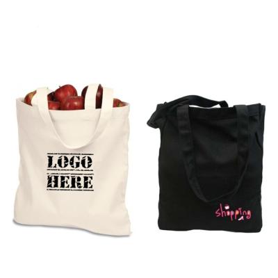 China Nature Custom Promotional White Color Black Color Canvas Cotton Handled Bag for sale