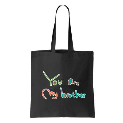 China Reusable Custom Black Cotton Handled Color Logo Shopping Tote Bag for sale