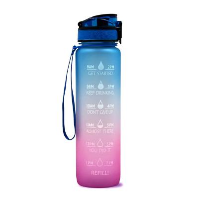 China 32 oz stocked water bottle with time motivational marker 1 liter BPA free water jug for sale