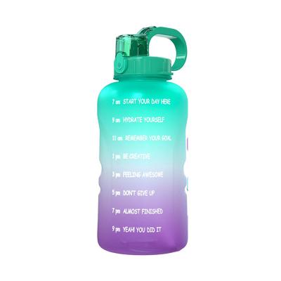 China 1 Gallon Stocked Motivational Water Bottle with Leakproof Straw and Time Marker Sports Bottle for sale