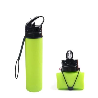 China Viable Wholesale Custom Sports Collapsible Silicone Folding Water Bottle for sale