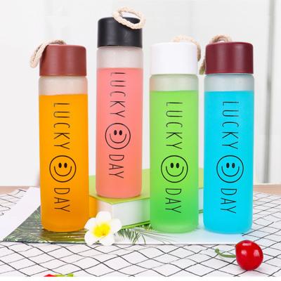 China Viable Custom Promotion Gift Frosted Glass Water Bottle for sale