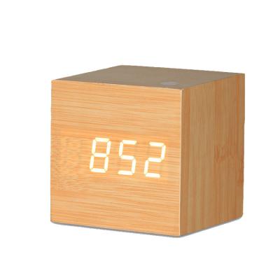 China Quality Assurance Original Custom Logo Cheap Eclectic Led Digital Wooden Alarm Clock for sale