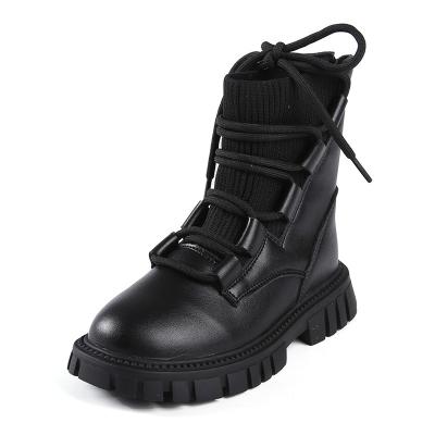 China Dropshipping Anti-Skid Girls Platform Short Combat Boots Cross Strapped Kid Shoes Zip Mid-Calf Kids Toddler Mid-Calf Boots Midi Shoes Small Large for sale