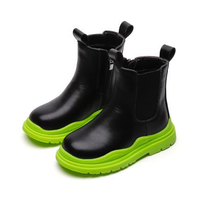 China Anti-Slip Girls Fashion Chelsea Boots Boys Martin Side Zip Toddler Little Big Kids Winter Autumn Spring Warm Shoes Ankle Short Boots for sale