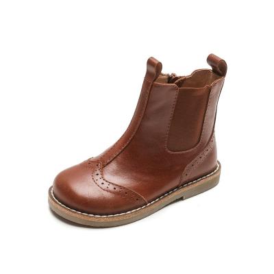 China Durable Kids Booties Shoes New Fashion Genuine Leather Children's Boots Shoes In Hard Rubber Sole for sale