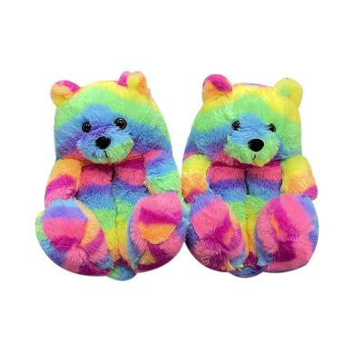 China Cute Anti-Slip Teddy Bear Slippers Toddler Little Kid Children Indoor Bedroom Shoes Girl Boy Winter Plush Warm Fluffy Cartoon Animal Slipper for sale