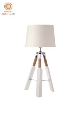 China Small Tripod Matte White Light Wooden Modern Table Lamps for Living Room for sale