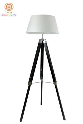 China Large Adjustable Tripod Wooden Floor Standing Lamps Black Hight 146CM for sale