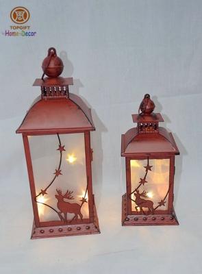 China Handmade Antique Red Metal Candle Lanterns For Home Decoration for sale