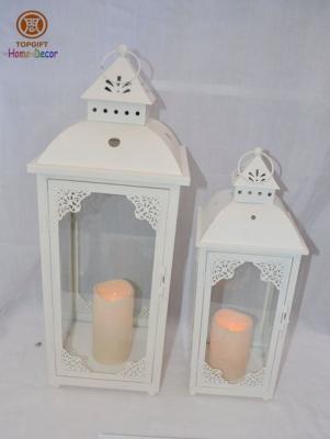 China White Outdoor morocco Waterproof Metal Candle Lanterns with Hook for sale