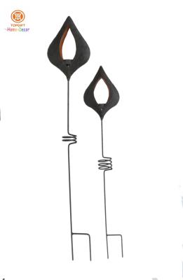 China Black / White Garden Decoration Metal tall Outdoor candle holder with long stem for sale