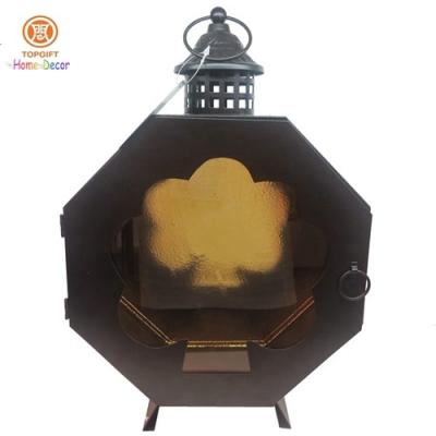 China Modern clock decoration Black tree hollow out metal candle holder Candleholder for sale