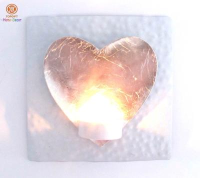 China Frame Metal Candle Holder with goldleaf covered heart hollow out for sale