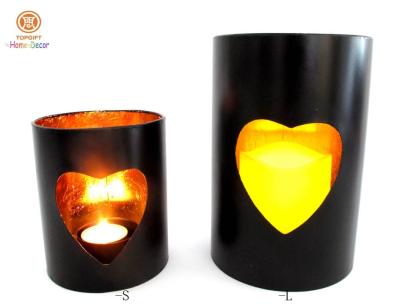 China Small / large Stick Gold Foil inside pillar candle holder with heart hollow out for sale