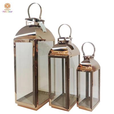 China Outdoor copper color corrosion resistance stainless steel lanterns with Glass for sale