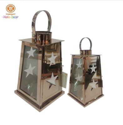 China Home decor stainless steel lanterns with five pointed star hollow out for sale