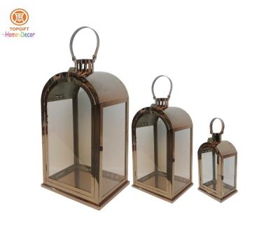 China Modern Polished interior Home decor stainless steel lanterns for candles for sale