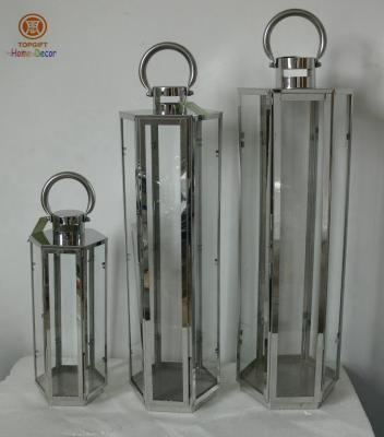 China Custom Tall home garden stainless steel Candle Lanterns three size for sale