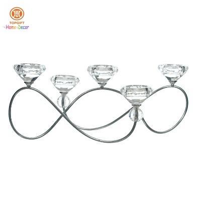 China Five head crystal unique metal candle holder For church / hotel decoration for sale