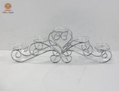 China Contemporary high end tall Silver color Decorative Candle Holders of metal for sale