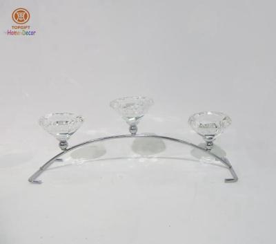 China Crystal Small candle holder with three head ，restaurant Decoration Candle Holders for sale