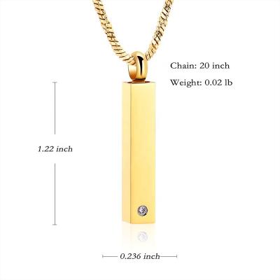 China Other IJD9978 EDC Human Ashes Jewelry Stainless Steel Cremation Pendant for Loved One's Ashes Keepsake Bar Cremation Necklace for sale