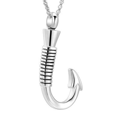 China Vintage Urn Necklace for Ashes Fish Hook Stainless Steel Cremation Jewelry Memorial Ash Pendant Keepsake for Men Women for sale