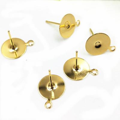 China Stainless Steel Vacuum Plating Pin Dangle Flat Needle With Circle For DIY Earrings Accessories for sale