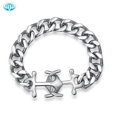 China Hiphop Hoyo Personalized Stainless Steel Cuban Link Anchor Bracelet Hand Chain For Men for sale