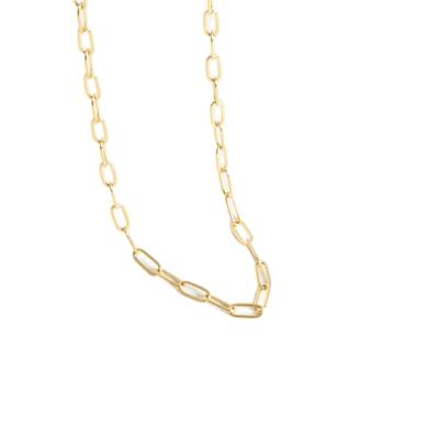 China Latest Classic Stainless Steel Gold Plated Paperclip Chain Choker Necklace for sale