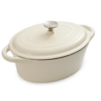 China Sustainable Cast Iron Enameled Oval Soup Pan for sale