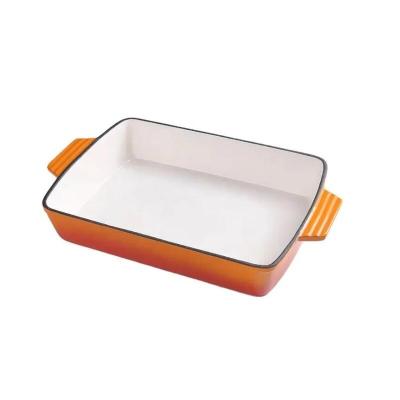 China Disposable Cast Iron Enamel Baking Supplies Enamel Tray Supplies Casserole Roasting Pans for sale