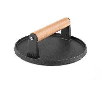 China Durable Cast Iron Meat Press Handle Hamburger Bacon Press Metal for sale