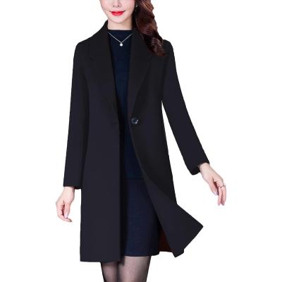 China Anti-wrinkle Outwear Women Winter Wool Blend Camel Coat Mid Long Notch Lapel Double Breasted Jacket for sale