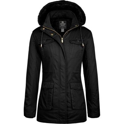 China Anti-wrinkle women's winter parka coat Sherpa lined warm cotton jacket with removable hood for sale