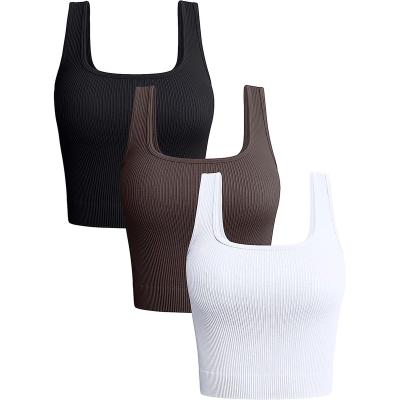 China Women's 3 Piece Tank Top Workout Exercise Shirts Yoga Crop Seamless Top QUICK DRY for sale