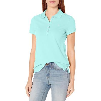 China Women's Breathable 5-Button Short Sleeve Cotton Polo Shirt for sale