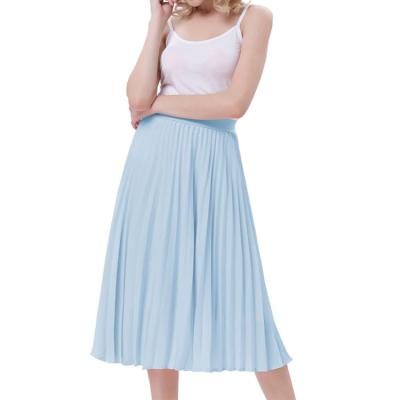 China Spring Summer Breathable Elegant Fashion Women's High Waist Pleated Swing Line Skirt for sale